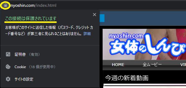 女体のしんぴのトップページはSSL化されている
